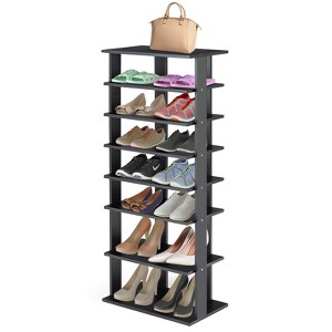 Tangkula 7-Tier Shoe Rack Free Standing Shelf Storage Modern Shoe Rack Organizer Brown/Black/White - 1 of 4