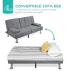 Best Choice Products Modern Linen Convertible Futon Sofa Bed w/ Removable Armrests, Metal Legs, Cupholders - 4 of 4