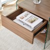 Vynxaria Bedside table with drawers.The board surface is MDF with wood grain sticker,and both sides are transparent tempered glass - 4 of 4