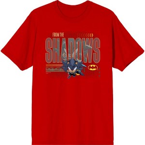 DC x Sonic the Hedgehog From The Shadows Shadow X Batman Yellow Outline Adult Crew Neck Short Sleeve T-Shirt - 1 of 1