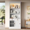 83.4" Tall Bookshelf with LED Lighting, Modern Bookcase with Open Shelves and Storage for Living Room, Home Office, White/Black - ModernLuxe - 2 of 4