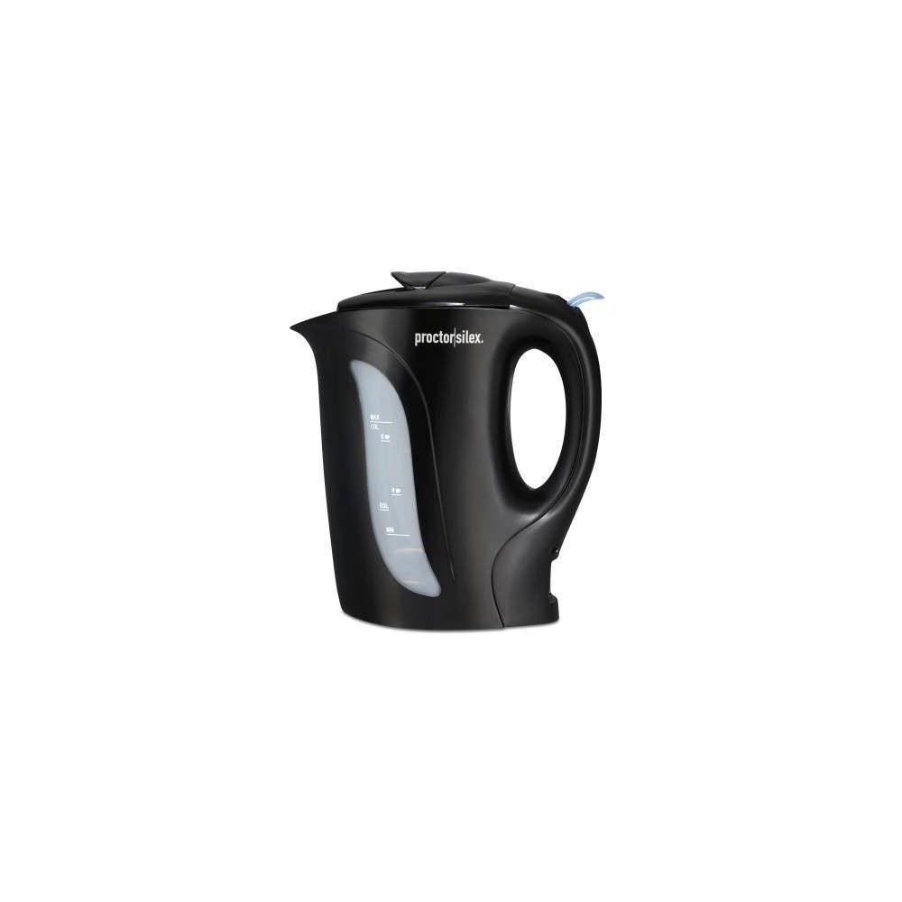 Proctor Silex 1 Liter Kettle Black K2071G: Electric Water & Tea Kettle, 1000W, Plastic Handle & Lid, Hand Wash, 1-Year Warranty