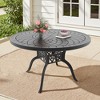 47.24-Inch Cast Aluminum Patio Dining Table – Classic Round Design in Black for Garden or Balcony - 2 of 4