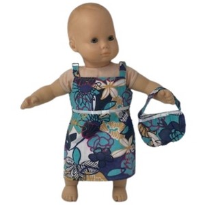 Doll Clothes Superstore Earth Tone Print Sundress With Purse Fits 15-16 Inch Baby And Cabbage Patch Kids - 1 of 4