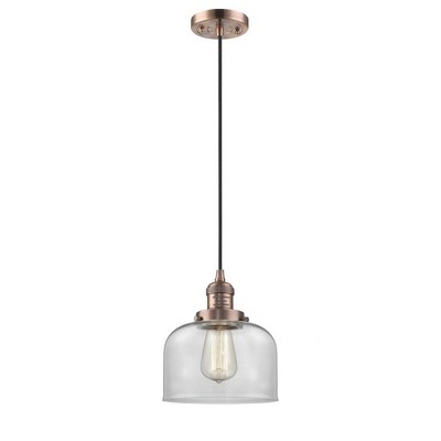 Bell - 1 Light Cord Hung Mini Pendant In Industrial Style-10 Inches Tall and 8 Inches Wide