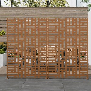 MAYEERTY Room Divider Screen Helen Street 01 Brown Galvanized Sheet 72x47x16in 6-Piece Set - 1 of 4