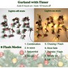 Set of 2 Christmas wreath lights, 13 feet long, 40 LED bulbs, pine cone design with red berries. - 2 of 4