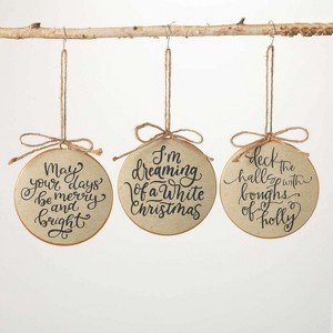 Script Disc Ornament Multicolor 6"H Metal Set of 3 - 1 of 2