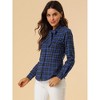 Allegra K Women's Plaid Tie Neck Button Down Long Sleeves Shirt Blouse - 4 of 4