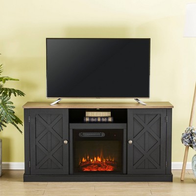 Charcoal 59'' Electric Fireplace TV Stand with Cabinet for 60'' TVs