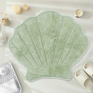Marilyn Collection Seashell Shape Bath Rug – 100% Cotton, Ultra Plush 2200 GSM, Machine Washable Reversible Bathroom Mat – 25" x 28" Shell - 1 of 4