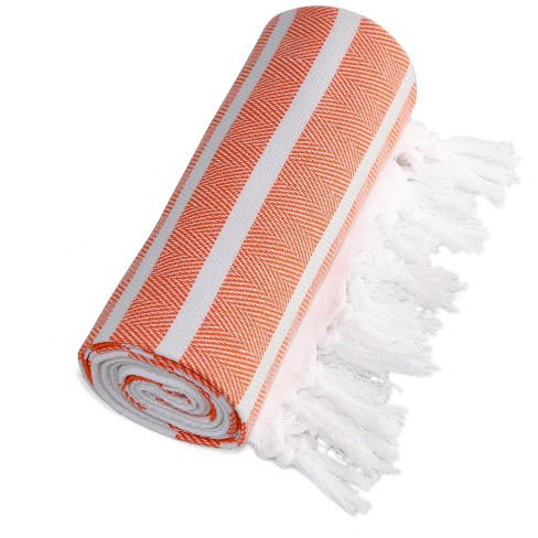 Halloween Spiderweb BOO Kitchen Towel, Orange Stripe Turkish Towel