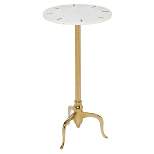 Contemporary Marble Pedestal Accent Table Brass - Olivia & May