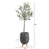 Nearly Natural 4.5-ft Olive Artificial Tree in Gray Planter with Stand - 3 of 4