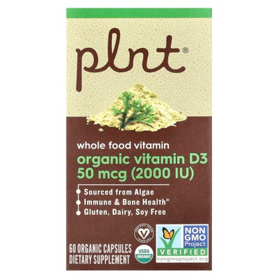 Plnt Organic Vitamin D3, 50 mcg (2,000 IU), 60 Organic Capsules