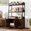 Tangkula Cat Litter Box Enclosure Hidden Cat Washroom Cabinet w/3-Tier Shelves Charging Station Winding Entry & Scratching Board Versatile Storage - 3 of 4