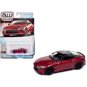 2023 Nissan Z Passion Red Metallic with Black Top "Import Legends" Series 1/64 Diecast Model Car by Auto World - 1 of 4