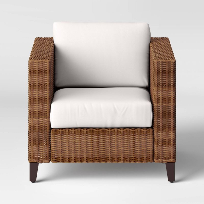 Brookfield Steel Wicker Outdoor Patio Chair, Club Chair, Accent Chair with Cushions Light Brown - Threshold&#8482;, 4 of 9