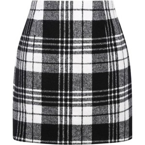 Women's Plaid High Waist Mini Skirt - Fall Bodycon Dress for Fashion Outfits 01 Black Plaid 01 Black Plaid Large - 1 of 4