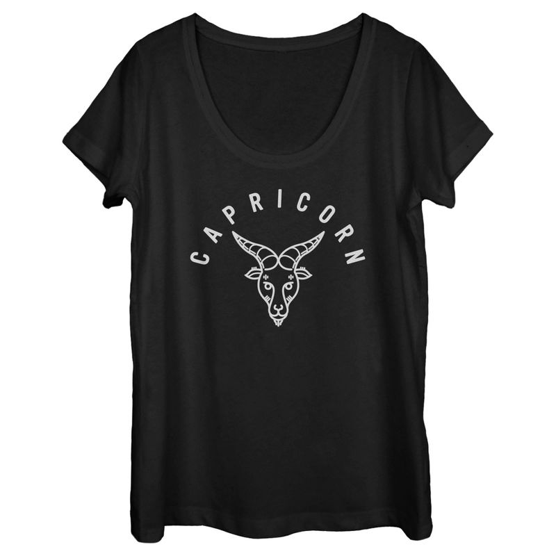 Women's Lost Gods Zodiac Capricorn Line Symbol T-Shirt, 1 of 5