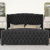 AMERLIFE Platform Bed Frame, Velvet Upholstered Bed with Deep Button Tufted - 2 of 4