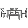 Maliang 6-Piece Kitchen Dining Table Set, Wooden Rectangular Dining Table, 4 Fabric Chairs and 1 Bench - 3 of 4