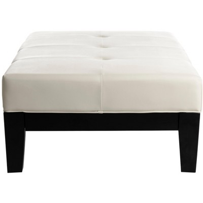 Jordan Off-White Tufted Leather Cocktail Ottoman