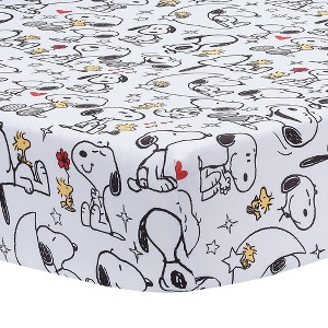 Bedtime Originals Snoopy Love Infant Baby/Toddler Fitted Crib Sheet - 1 of 4