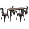 Flash Furniture 30.25" x 60" Metal Table Set with Wood Top and 4 Stack Chairs - 2 of 2