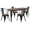 Emma and Oliver 30.25" x 60" Metal/Wood Table Set - 4 Stack Chairs - image 2 of 2