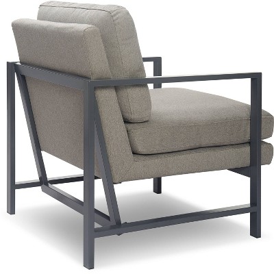 Russell Bronze Metal Frame Accent Chair in Grey