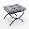 Sapphtopaz Velvet Accent Chair and Ottoman Set Tufted Upholstered Recliner Chair with Metal Legs Leisure Reading Chair for Living Room, Bedroom - 3 of 4