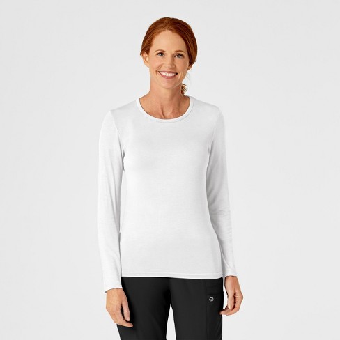 Wink Women's Long Sleeve Silky Tee, White, Xs : Target