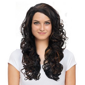 Synthetic Lace Front Curly Wig for Women, Medium Length Natural Looking Wave Hair Wigs - 1 of 4