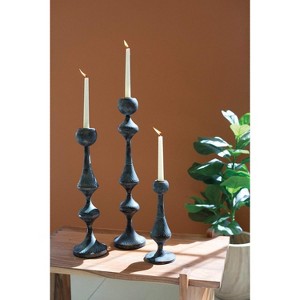 Distressed Metal Candle Holders – 23" Tall Patina Towers by Kalalou - 1 of 3