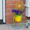 24" Iron Flower Planter Stand Yellow - Alpine Corporation - 2 of 4