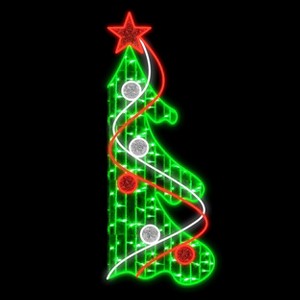 Season's Designs 4.9 ft Green Rope Light Christmas Tree Lamp Post Decoration 417 LED Multicolored Outdoor Sign, Metal, Plug-In - 1 of 1
