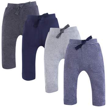 Touched by Nature Baby and Toddler Boy Organic Cotton Pants 4pk, Navy Gray