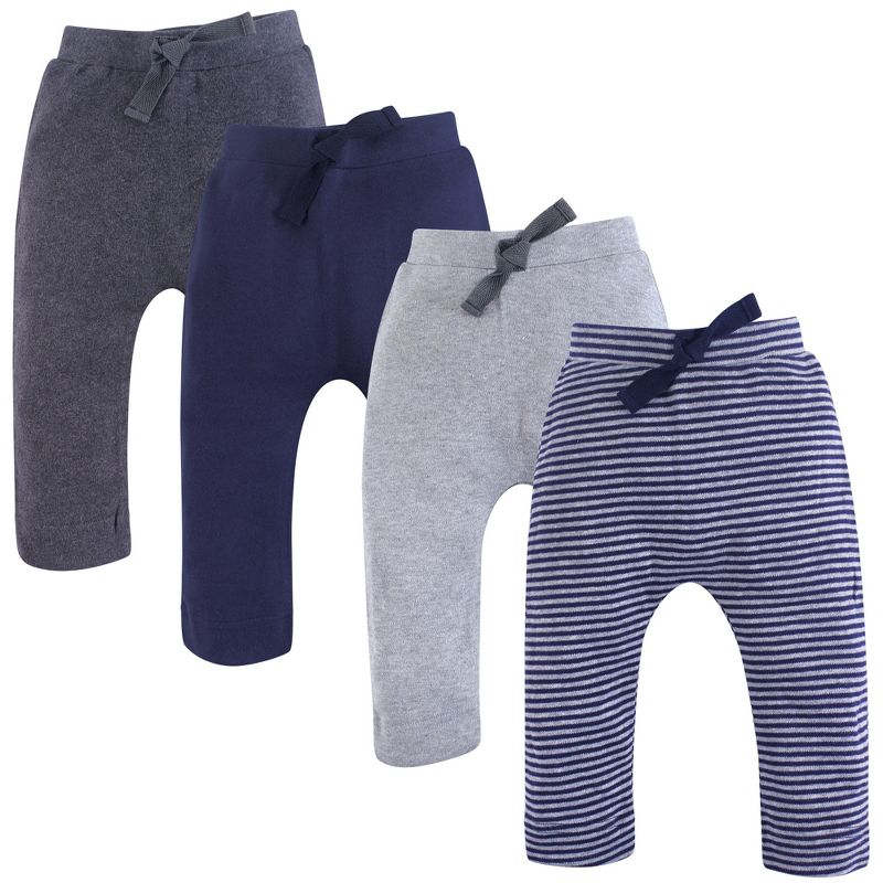 Touched by Nature Baby and Toddler Boy Organic Cotton Pants 4pk, Navy Gray, 1 of 3