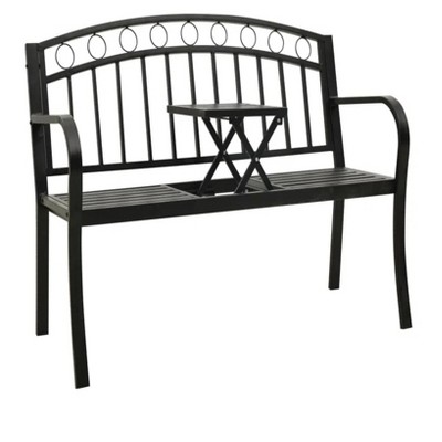 Patio Bench with a Table 49.2" Steel Black