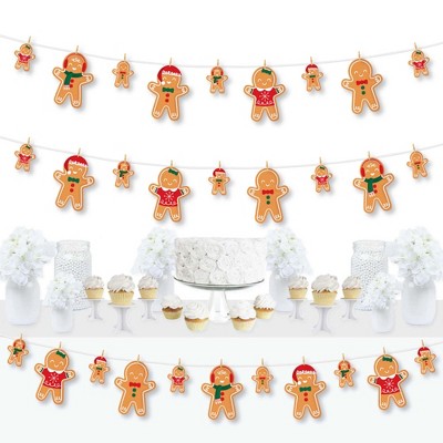 Big Dot of Happiness Gingerbread Christmas - Gingerbread Man Holiday Party DIY Decorations - Clothespin Garland Banner - 44 Pc