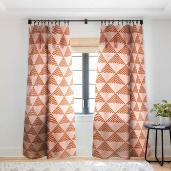 June Journal Triangular Lines in Terracotta Single Panel Sheer Window Curtain - Deny Designs