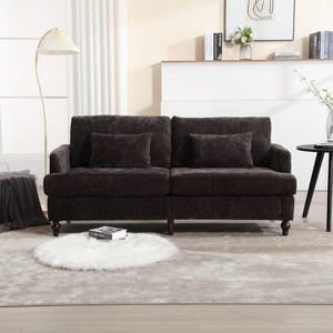 JOYRACER 69" Mid-Century Modern Loveseat Sofa with 2 Pillows, Upholstered 2-Seater Couch for Small Space Living Room Bedroom Reading - 1 of 4