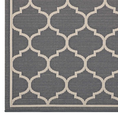 Avena Moroccan Quatrefoil 5x8 Gray and Beige Trellis Area Rug