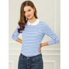 INSPIRE CHIC Women's Long Sleeves Contrast Peter Pan Collar Striped Blouse Top - image 3 of 4