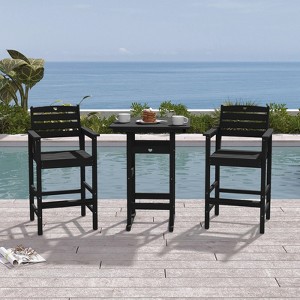 GardenJoy 3-Piece Bar Height Patio Table & Chairs Set - Outdoor Furniture for Deck, Porch, Pool - 1 of 3