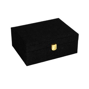 Household Essentials Fabric 2-Layer Jewelry Organizer Box with Clasp Closure Black: Rectangle Decorative Storage - 1 of 4