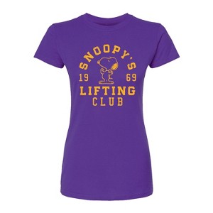 Women's - Peanuts - Snoopy Lifting Club Fitted Graphic T-Shirt - 1 of 2