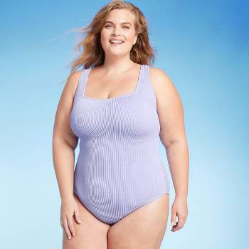 Swimsuits For All Women's Plus Size Chlorine Resistant Spliced Tank One  Piece Swimsuit - 22, Purple : Target