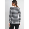Hello Miz Women's Striped Long Sleeve Round Neck Maternity Nursing Top - 3 of 4